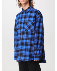 Off-White Oversized Plaid Flannel Shirt Men Blue
