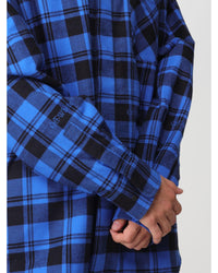 Off-White Oversized Plaid Flannel Shirt Men Blue