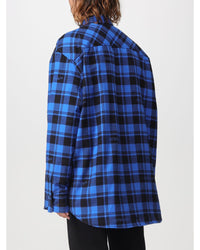 Off-White Oversized Plaid Flannel Shirt Men Blue