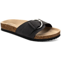 Elisaa Womens Faux Leather Footbed Slide Sandals