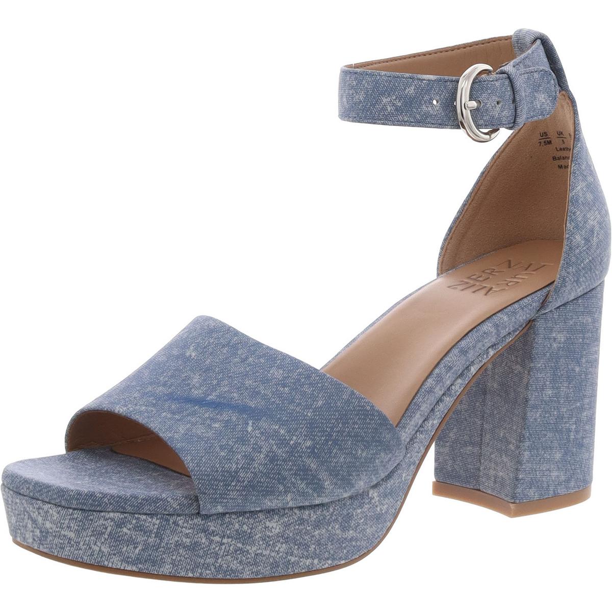 Pearlyn Womens Buckle Heels 7.5 Medium Sky Blue Suede