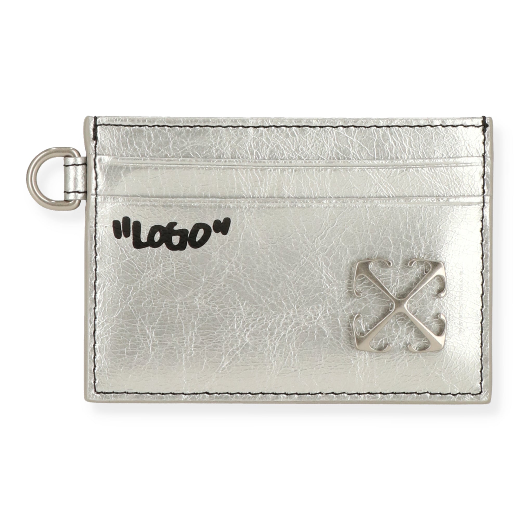 Off White Womens Silver Card Holder