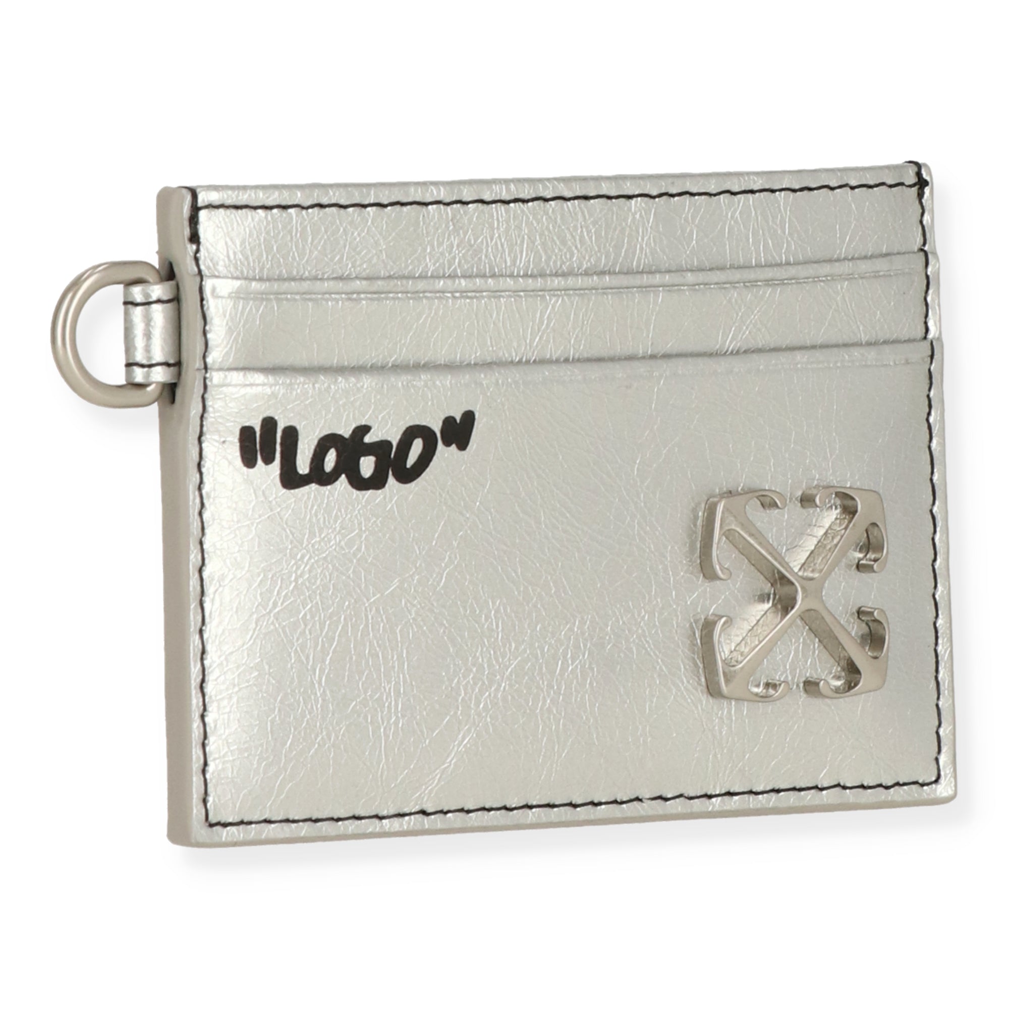 Off White Womens Silver Card Holder
