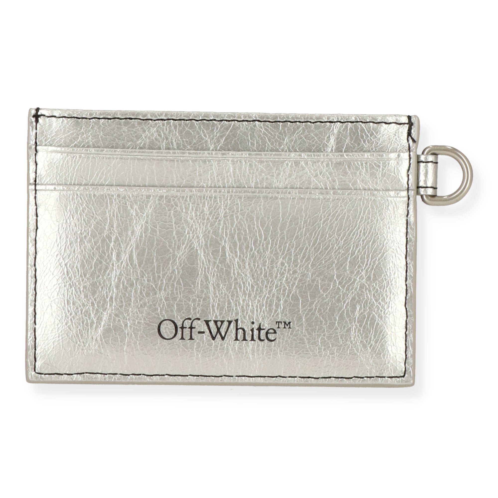 Off White Womens Silver Card Holder