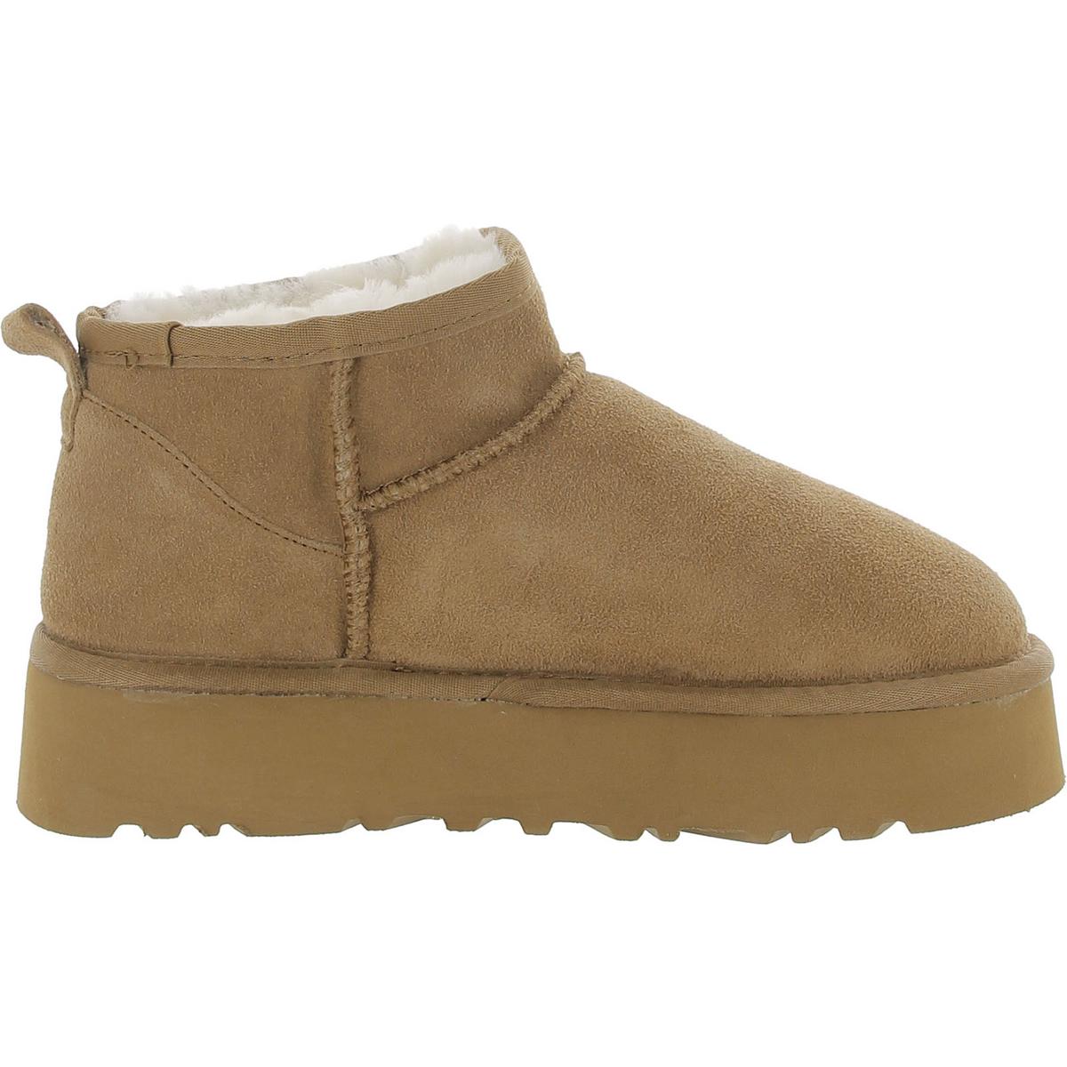 Classic Ultra Mini Platform Womens Suede Sherpa Ankle Boots