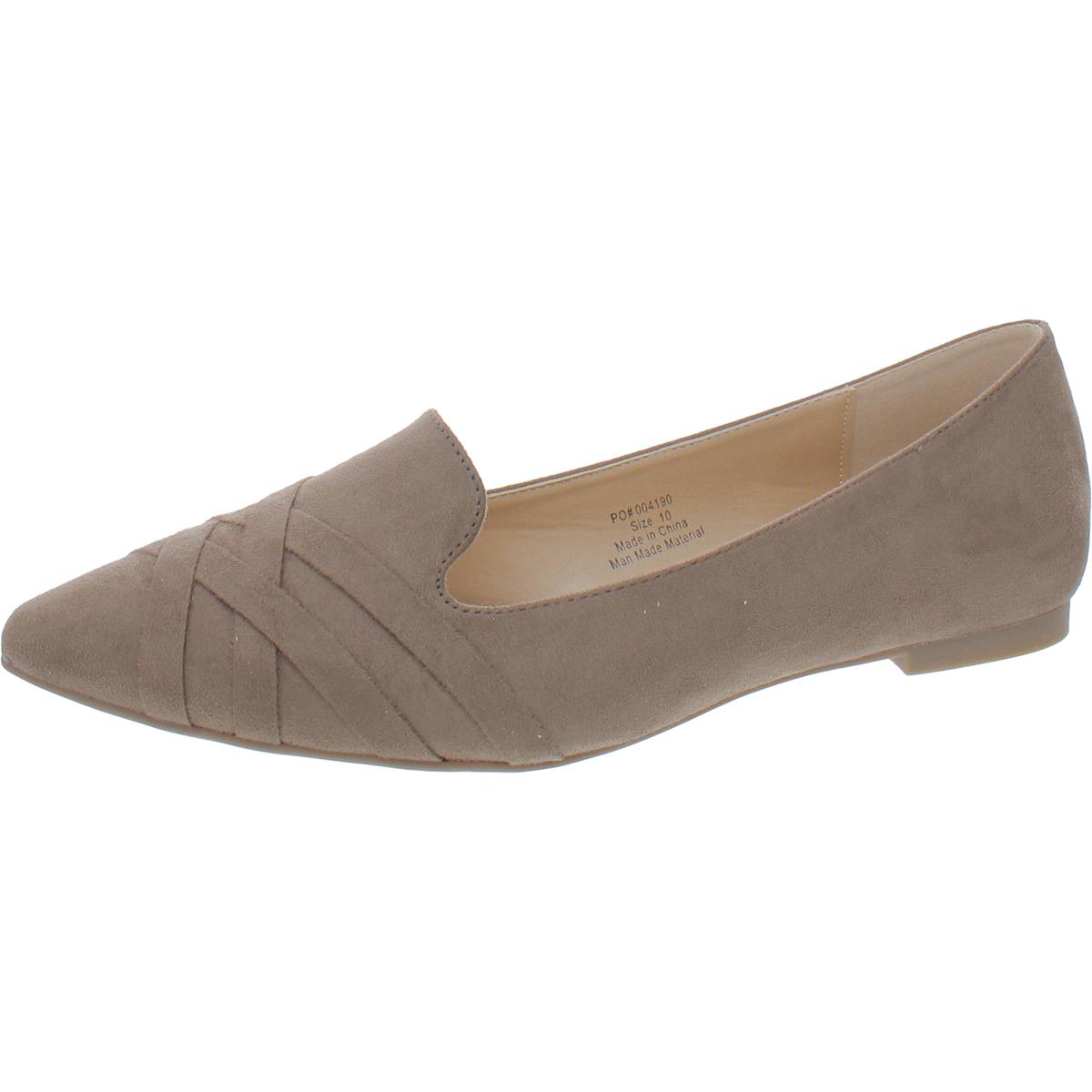 Womens Faux Suede Slip On Ballet Flats