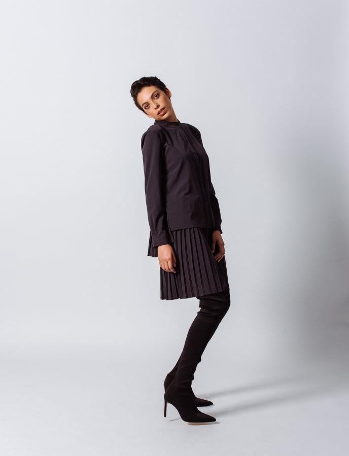 Luxe Black Pleated Skirt4
