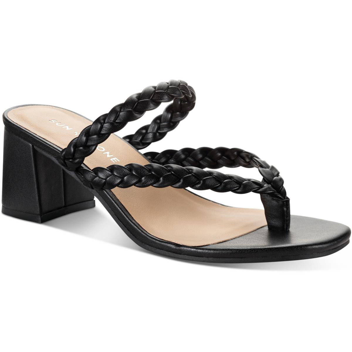 Winnie Womens Braided Slip On Slide Sandals 11 Medium Black Smooth
