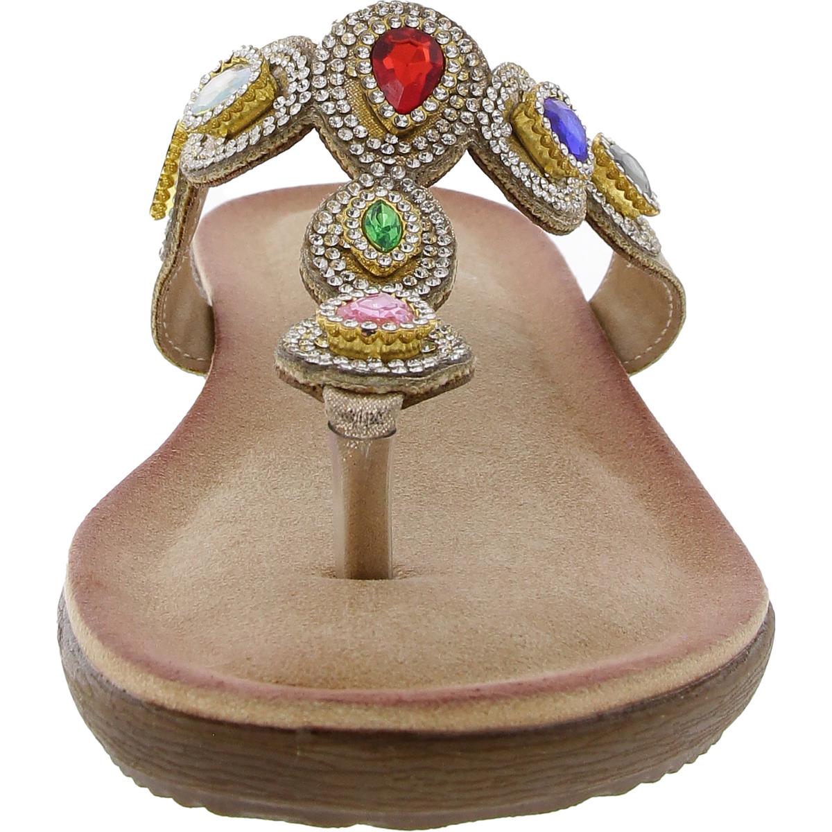 ZARA Womens Jeweled Manmade Slide Sandals