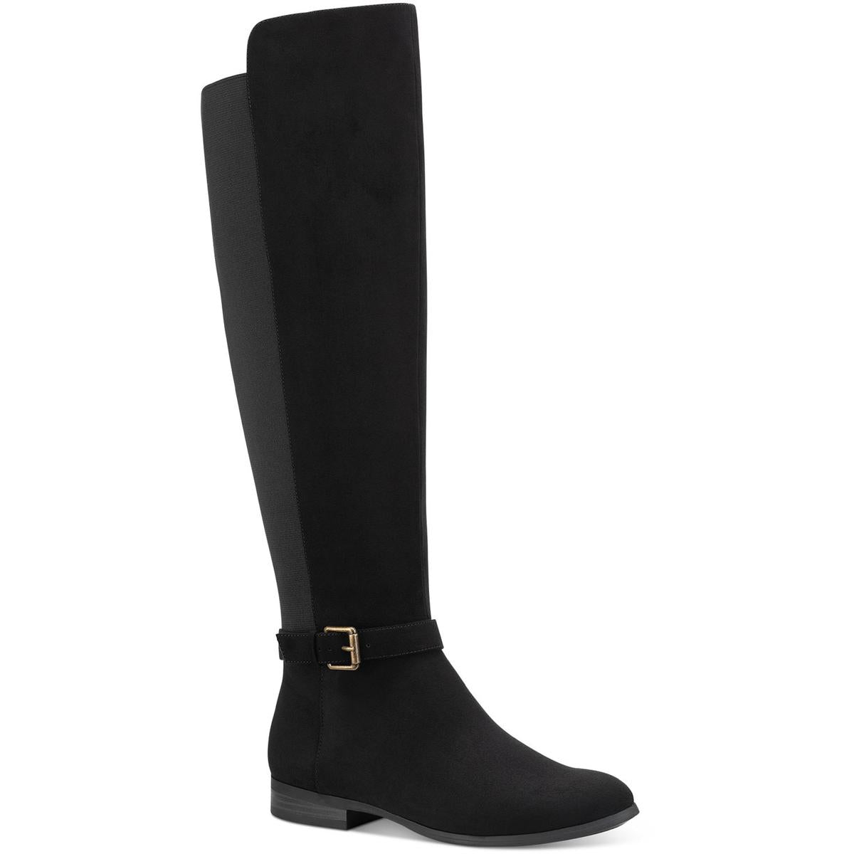 Kimmball Womens Solid Tall Over-The-Knee Boots Black Micro