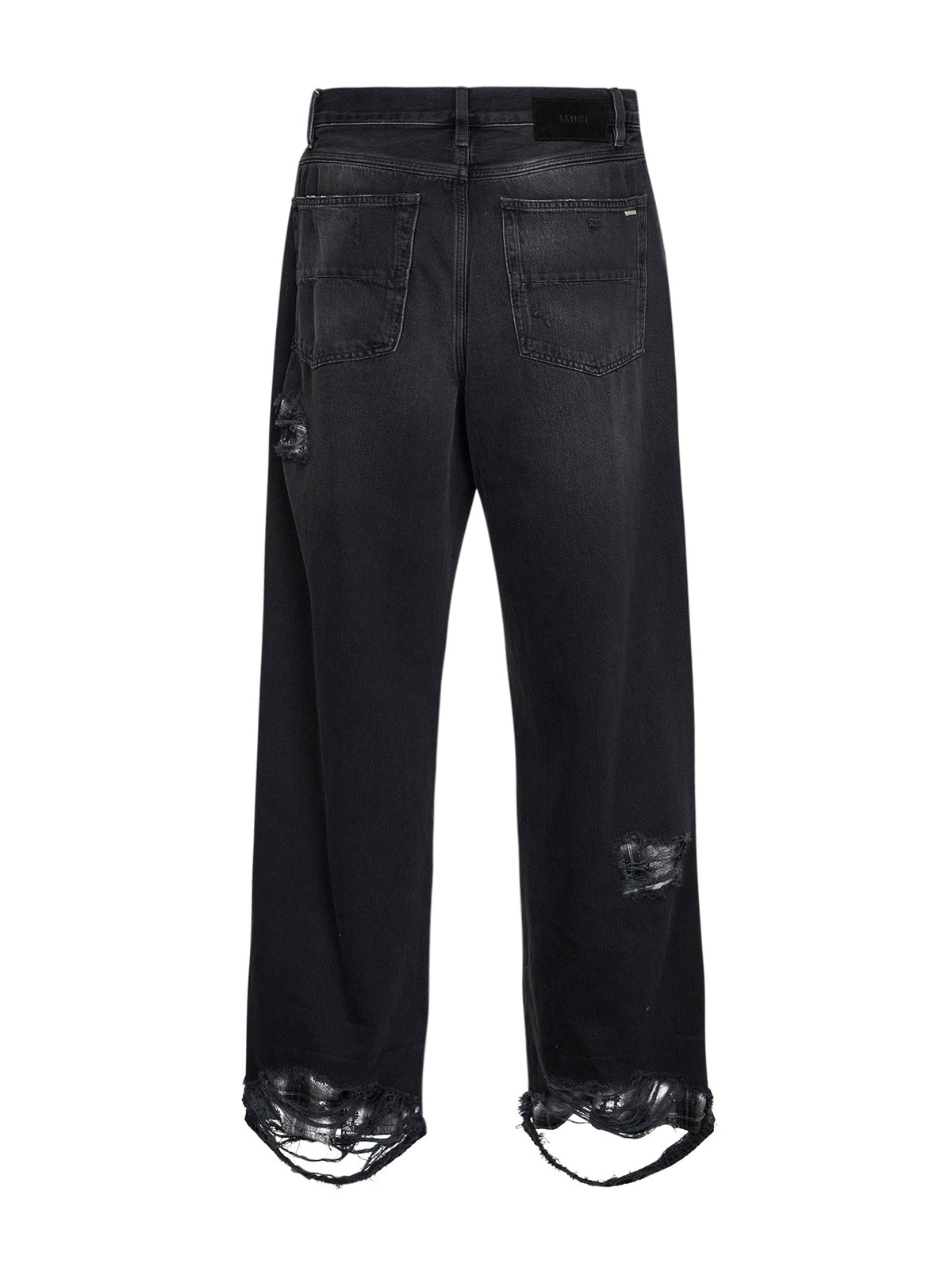 AMIRI Amiri Men Black Denim Flannel Repair Baggy Jeans