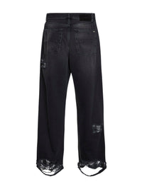 AMIRI Amiri Men Black Denim Flannel Repair Baggy Jeans