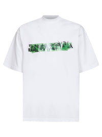 Balenciaga Men White Messy Spray Medium Fit T-Shirt