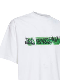 Balenciaga Men White Messy Spray Medium Fit T-Shirt