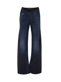 Balenciaga Women Blue Cotton Denim Curved Waist Jeans