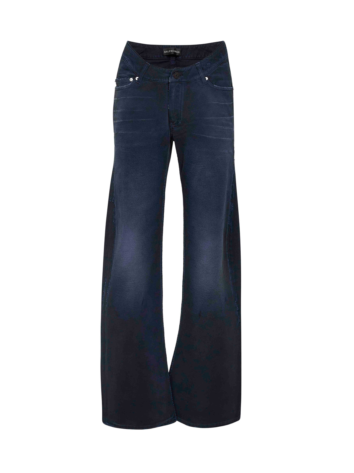 Balenciaga Women Blue Cotton Denim Curved Waist Jeans