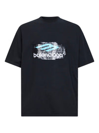 Balenciaga Men Black Jersey Oversized T-Shirt