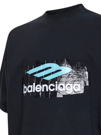 Balenciaga Men Black Jersey Oversized T-Shirt