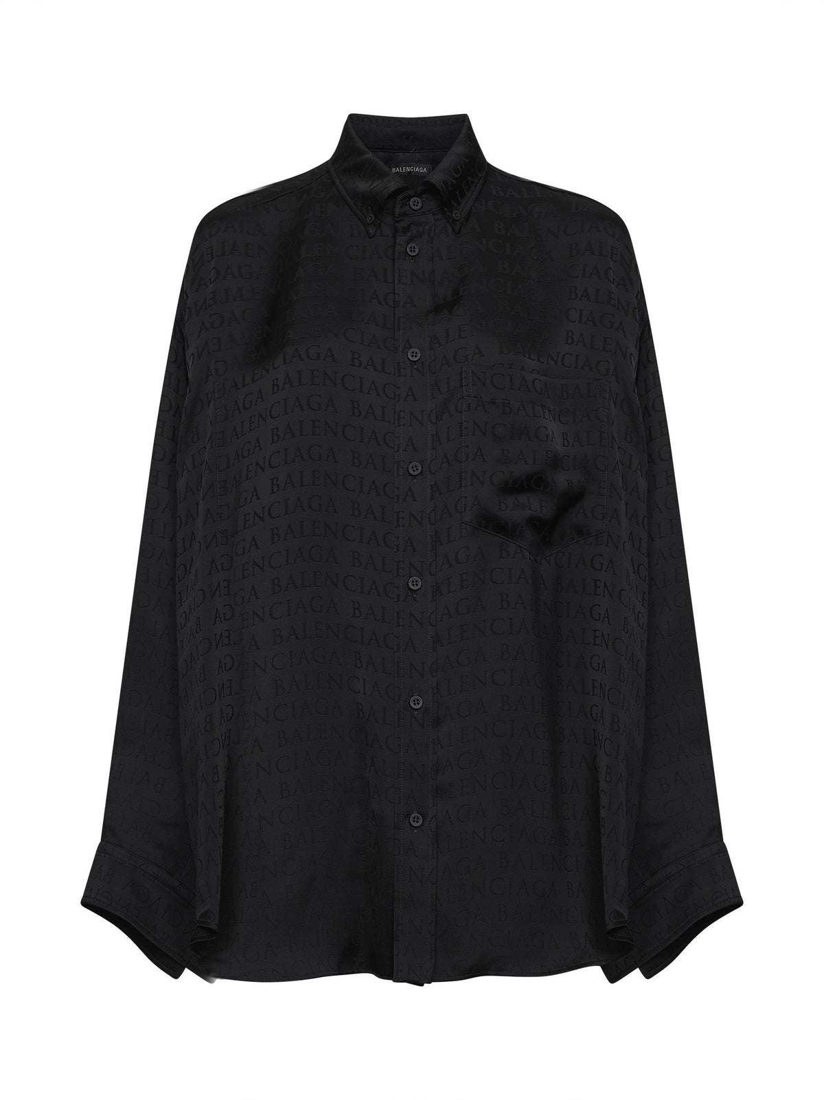Balenciaga Women Black Jacquard Satin Cocoon Shirt