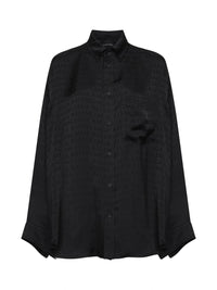 Balenciaga Women Black Jacquard Satin Cocoon Shirt