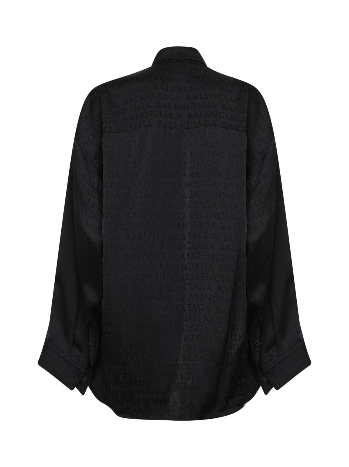 Balenciaga Women Black Jacquard Satin Cocoon Shirt