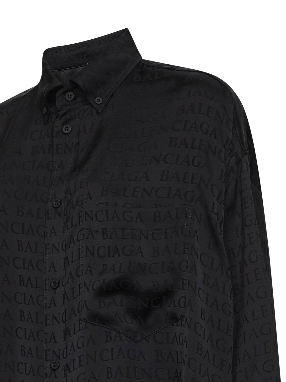 Balenciaga Women Black Jacquard Satin Cocoon Shirt