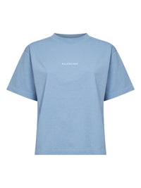 Balenciaga Women Light Blue Balenciaga Back T-Shirt Medium Fit