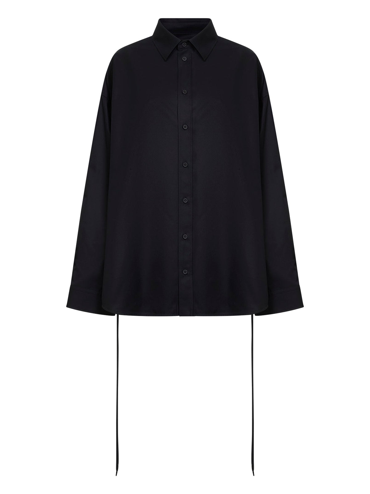 Balenciaga Women Black Cotton Gabardine Lace-Up Shirt