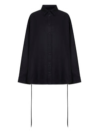 Balenciaga Women Black Cotton Gabardine Lace-Up Shirt