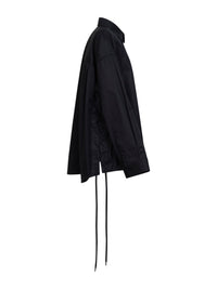 Balenciaga Women Black Cotton Gabardine Lace-Up Shirt