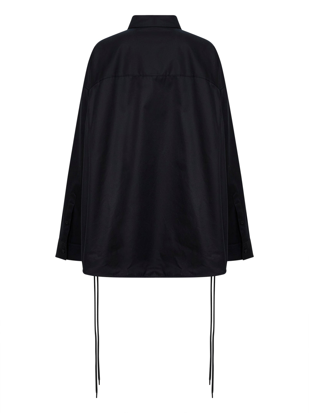 Balenciaga Women Black Cotton Gabardine Lace-Up Shirt