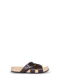 Balenciaga Men Black Calf Leather Belt Mules