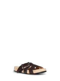 Balenciaga Men Black Calf Leather Belt Mules