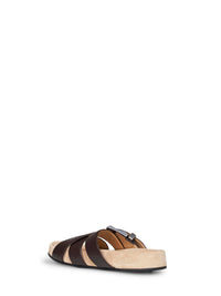 Balenciaga Men Black Calf Leather Belt Mules