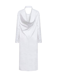 Balenciaga Women White Poplin Draped Back Shirt Dress