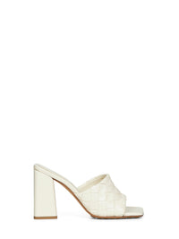 Bottega Veneta Women Sea Salt Intrecciato Leather Parco Mules Sandals