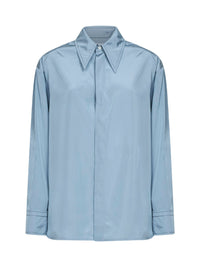 Bottega Veneta Women Blue Gravel Parachute Silk And Viscose Shirt