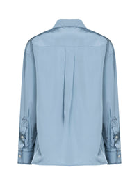 Bottega Veneta Women Blue Gravel Parachute Silk And Viscose Shirt