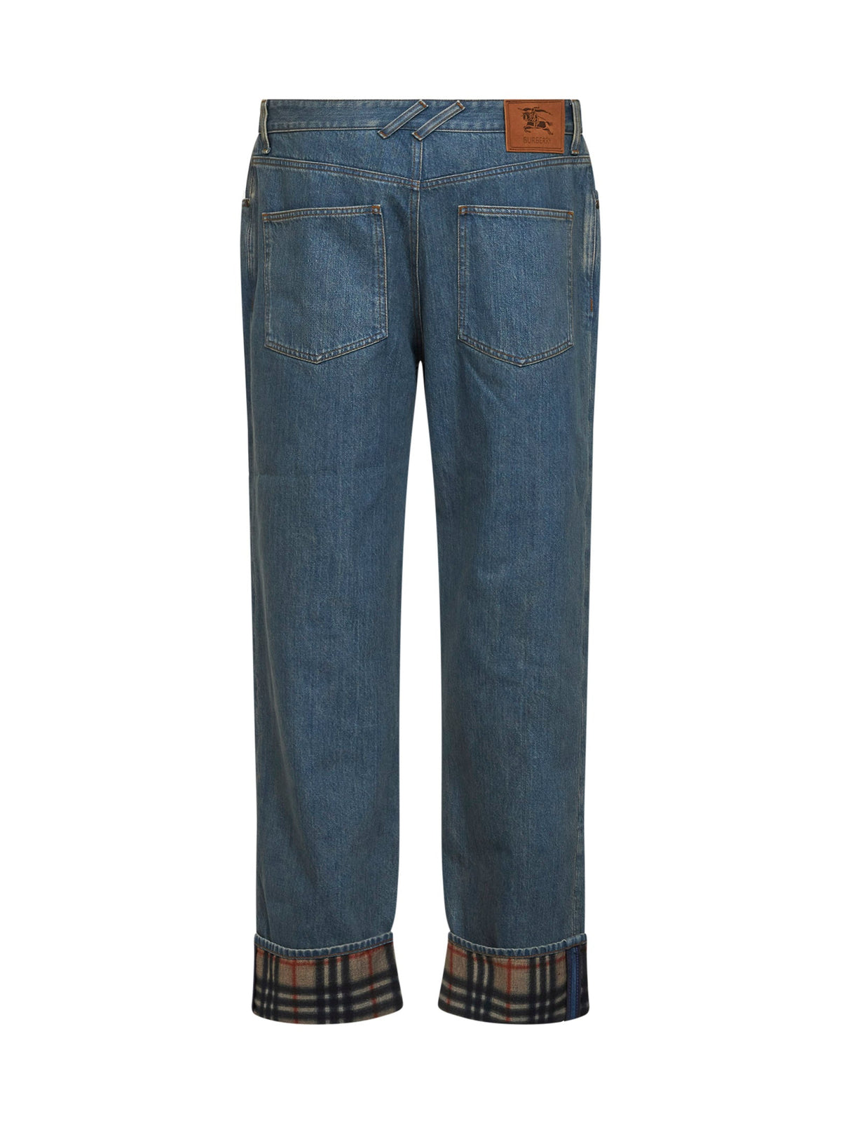 Burberry Men Medium Blue Denim Jeans With Check Details