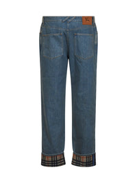 Burberry Men Medium Blue Denim Jeans With Check Details