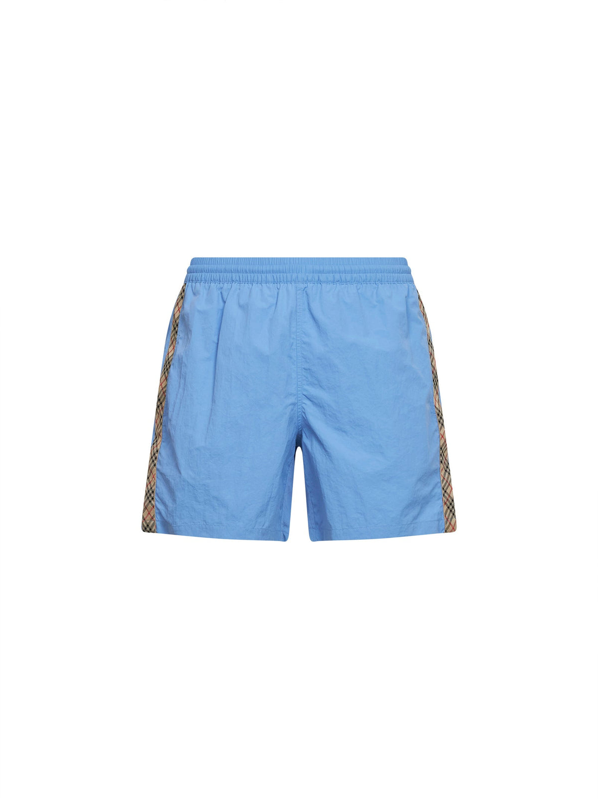 BURBERRY Burberry Men Cornflower Blue Nylon Swim Shorts With Check Trims