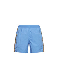 BURBERRY Burberry Men Cornflower Blue Nylon Swim Shorts With Check Trims