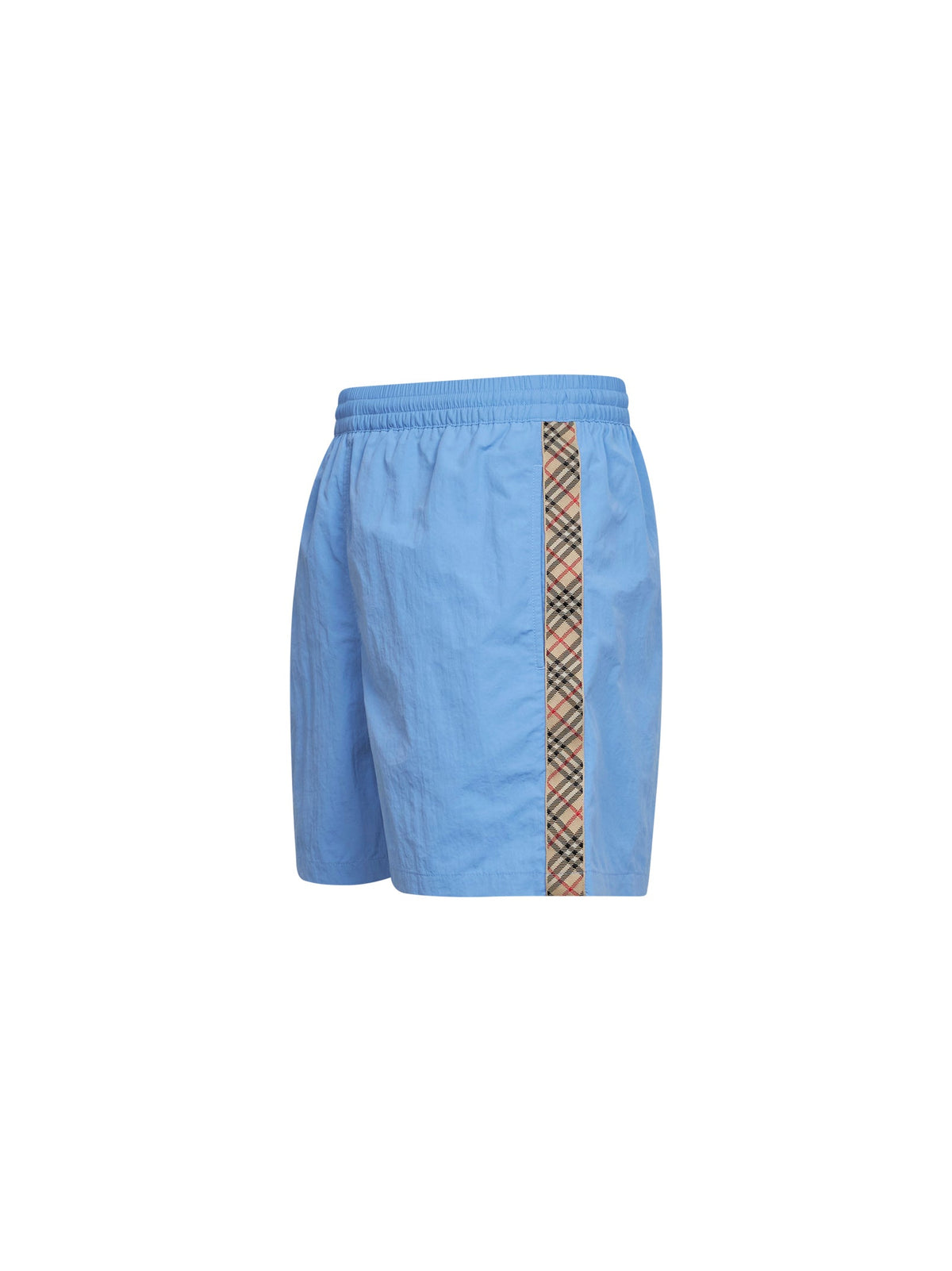 BURBERRY Burberry Men Cornflower Blue Nylon Swim Shorts With Check Trims