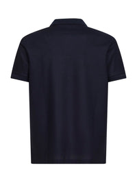 Burberry Men Blue Cotton Pique Polo Shirt With Embroidered Equestrian Knight Design