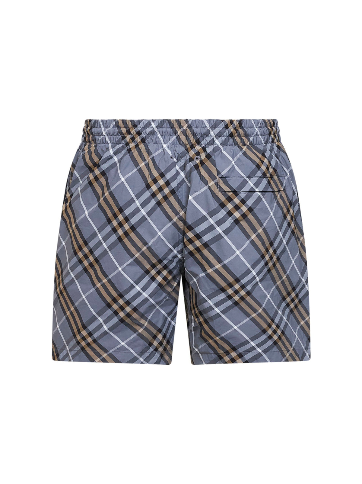 BURBERRY Burberry Men Wave Blue Check Nylon Check Swim Shorts