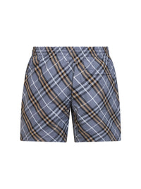 BURBERRY Burberry Men Wave Blue Check Nylon Check Swim Shorts