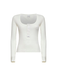 Chloé Women Iconic Milk Ribbed Jersey Henley T-Shirt