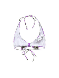 Chloé Women White And Purple Rose-Printed Bikini Top