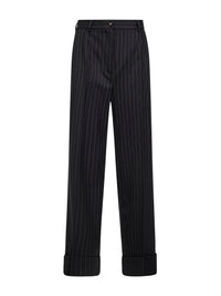 Dolce & Gabbana Women Black Two-Way Stretch Twill Pinstriped Trousers