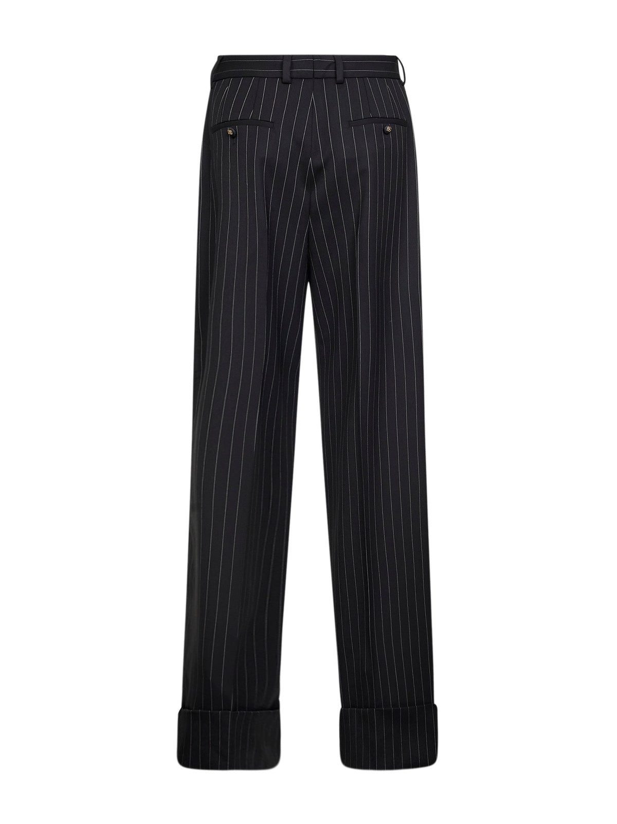 Dolce & Gabbana Women Black Two-Way Stretch Twill Pinstriped Trousers